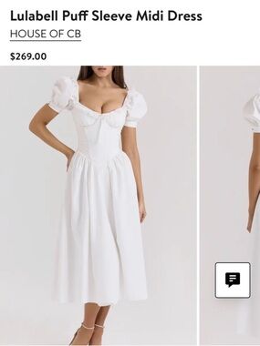 House of CB - Lulabell Puff Sleeve Midi Dress WHITE